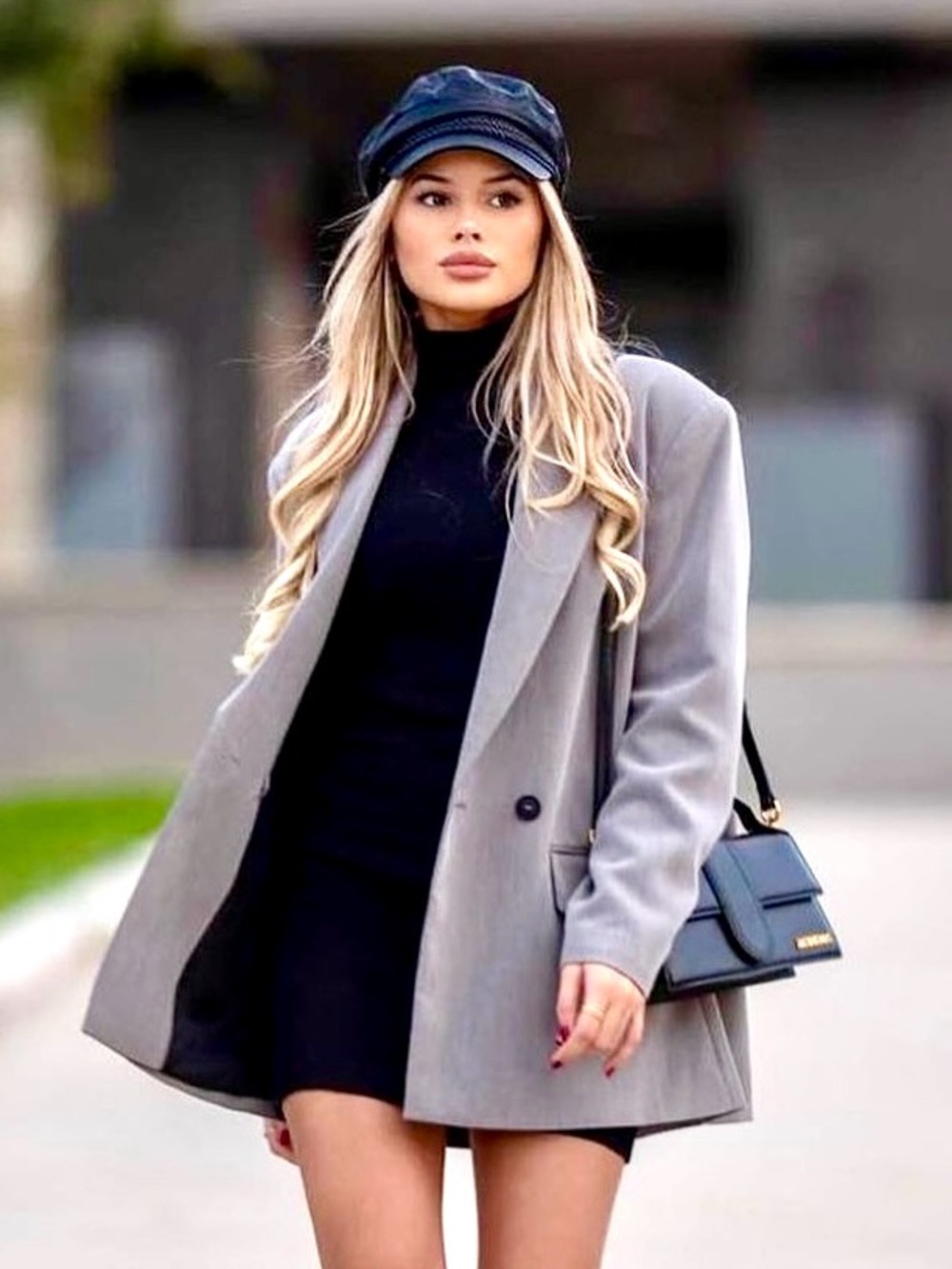 Zara Oversized Gray Blazer Double Breasted Wide Notch Lapels Flap Pockets